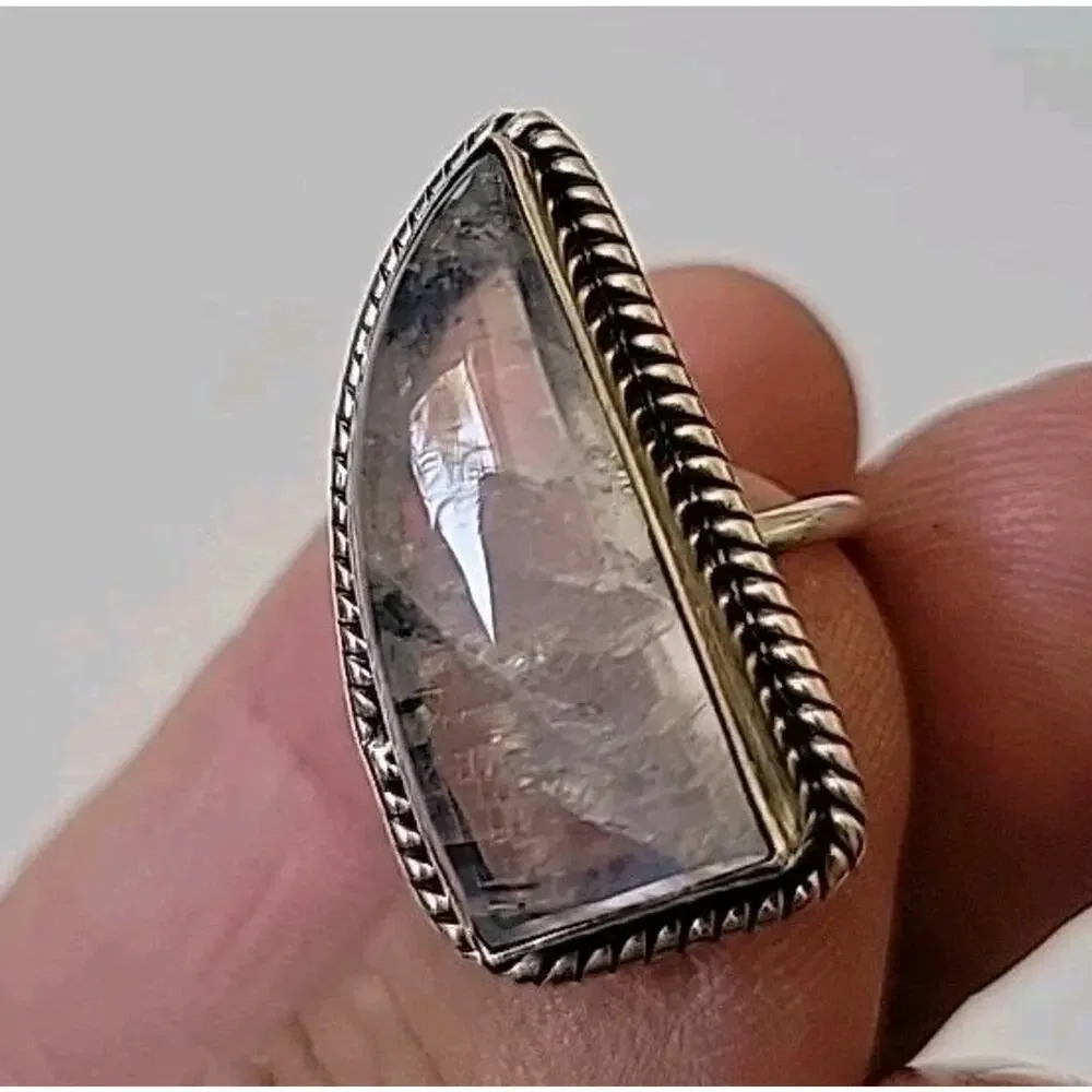 Sterling Silver Moonstone Cocktail Pinky‎ Ring 4.75 Feldspar Intuition Spiritual